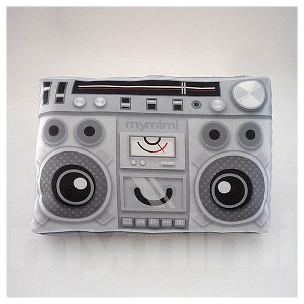 Boombox Pillow: 80s Music, Hip Hop Dorm Decor (9 x 6")