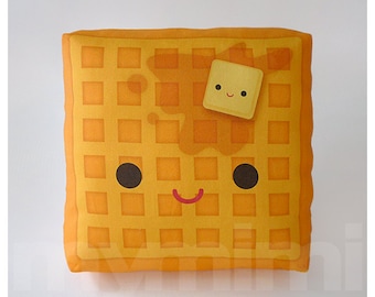 Decorative Pillow, Mini Pillow, Kawaii Print, Toy Pillow - Yummy Waffle