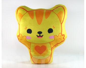 12" Minky Soft Plush Kawaii Yellow Kitty Cat Plushie Pillow Toy Play Room Nursery Decor Stuffed Animal