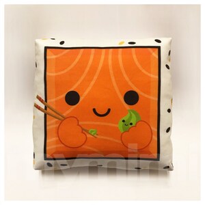 Decorative Pillow, Sesame Sushi Pillow, Japanese Food, Food Pillow, Kawaii Pillow, Cushion, Room Decor, Dorm, Toy Pillow 7 x 7&quot;