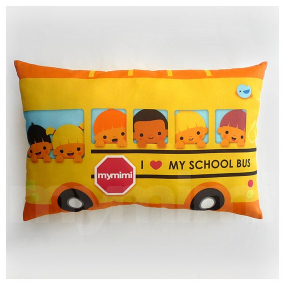 17 X 10 Travel Pillow Yellow School Bus Pillow Lumbar Pillow