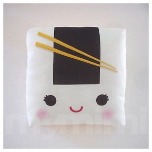 Decorative Pillow, Onigiri Pillow, Japanese Food, Cushion, Kawaii, Home Decor, Room Decor, Dorm Decor, Childrens Toys, 7 x 7&quot;