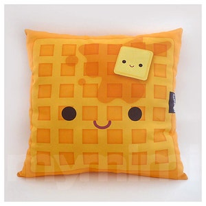 12 x 12" Waffle Pillow, Stuffed Toy, Kids Room Decor, Children's Pillow, Kids Throw Pillow, Food Pillow, Kawaii Pillow