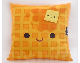 12 x 12" Waffle Pillow, Stuffed Toy, Kids Room Decor, Children's Pillow, Kids Throw Pillow, Food Pillow, Kawaii Pillow