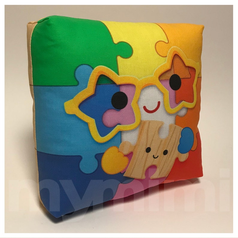 Mini Rainbow Puzzle Pillow, Room Decor, 7 x 7 image 2