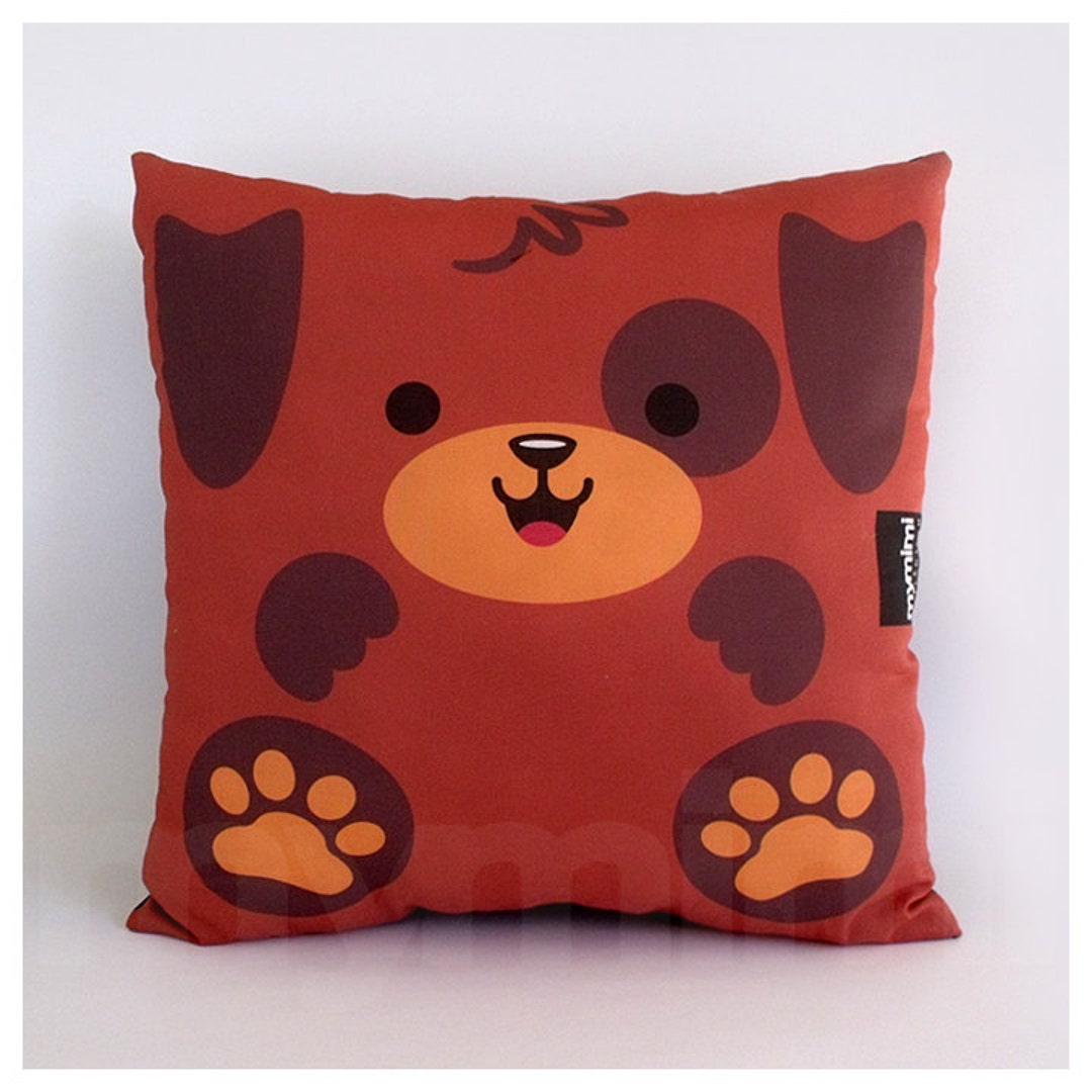 12 X 12 Puppy Pillow, Brown Dog, Stuffed Animal Toy, Decorative Pillow