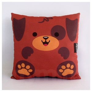 12 x 12" Puppy Pillow, Brown Dog, Stuffed Animal Toy, Decorative Pillow, Nursery Decor, Kids Room Decor, Kawaii, Brown Pillow