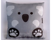 12 x 12" Pillow, Koala Bear Animal Pillow, Stuffed Animal, Room Decor, Kids Room Decor, Children's Pillow, Kids Toys, Grey Pillow