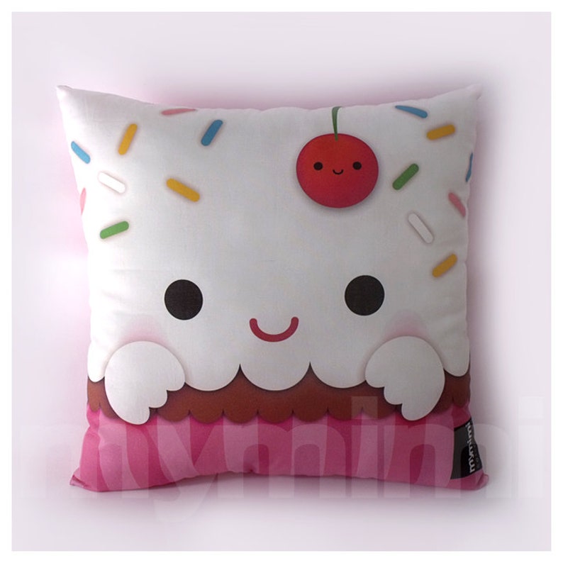 12 x 12 Cupcake Pillow, Stuffed Toy, Kids Room Decor, Children's Pillow, Kids Throw Pillow, Food Pillow, Kawaii Pillow image 1