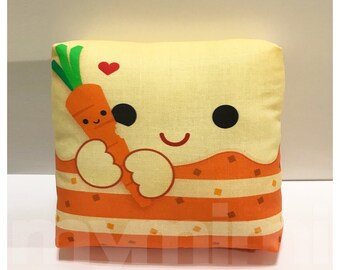 Decorative Pillow, Carrot Cake, Halloween Decor, Kawaii Pillow, Stuffed Toy, Room Decor, Childrens Toy, 7 x 7"