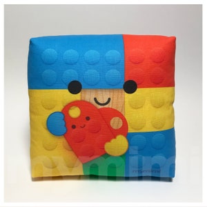 Mini Rainbow Building Blocks Pillow, Room Decor, 7 x 7"