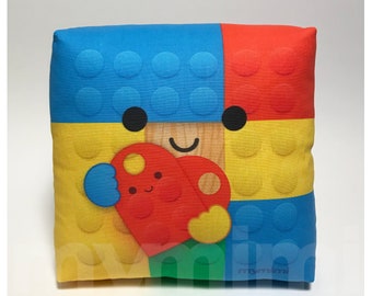 Mini Rainbow Building Blocks Pillow, Room Decor, 7 x 7"