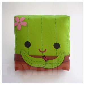 Decorative Pillow, Cactus Pillow, Throw Pillow, Green Pillow, Kawaii, Room Decor, Dorm Decor, Travel Pillow, Childrens Toys, 7 x 7 image 1