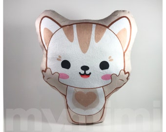 Minky Tan Kitty Plushie Pillow: Kawaii Nursery Decor Toy