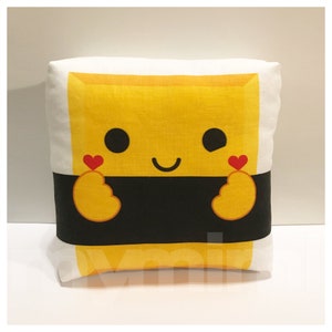 Decorative Pillow, Tamago Sushi Pillow, Japanese Food, Food Pillow, Kawaii Pillow, Cushion, Room Decor, Dorm, Toy Pillow, Toys 7 x 7&quot;