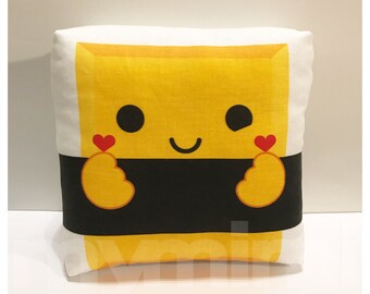 Decorative Pillow, Tamago Sushi Pillow, Japanese Food, Food Pillow, Kawaii Pillow, Cushion, Room Decor, Dorm, Toy Pillow, Toys 7 x 7"