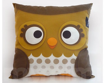 12 x 12" Pillow, Forest Owl, Decorative Pillow, Woodland Animal, Kids Cushion, Owl Decor, Room Decor, Baby Bedroom, Animal Nursery