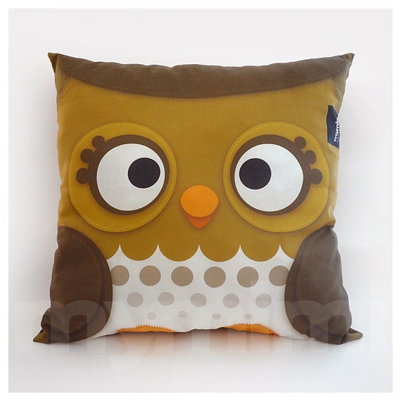 12 X 12 Pillow Forest Owl Decorative Pillow Woodland Animal Kids Cushion Owl Decor Room Decor Baby Bedroom Animal Nursery