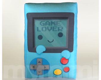 Decorative Pillow, Retro handheld game console, Blue Gamer, Vintage, Old School, 80's, Geekery, Room Decor, Dorm Decor, Toys, 9 x 6"