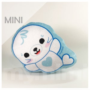 Mini Minky Soft Plush Baby White Seal Plushie Pillow, Toy Play Room Decor, Desk Buddy Stuffed Animal 7&quot;