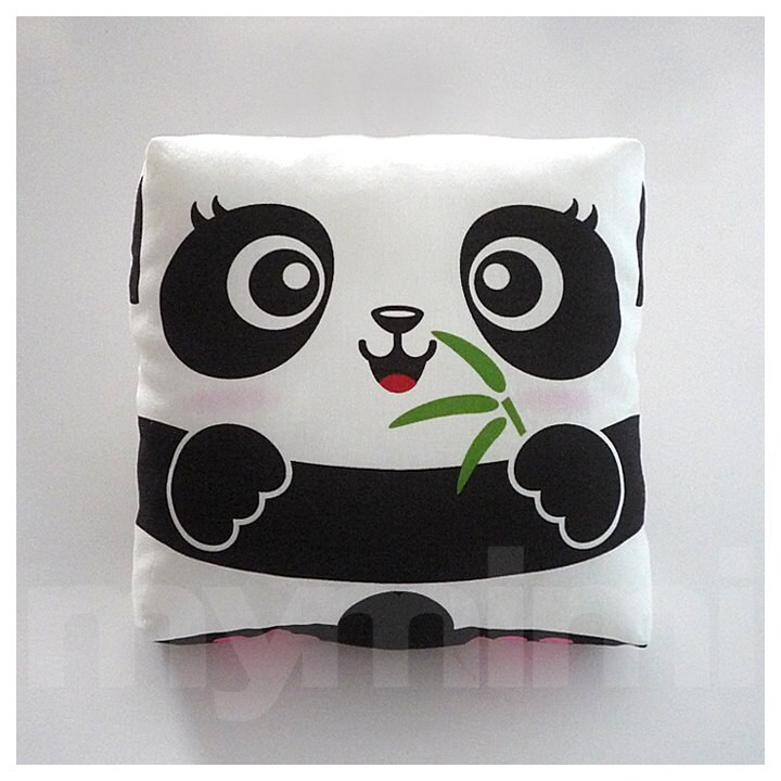 Decorative Pillow Panda Pillow Green Bamboo Throw Pillow Etsy