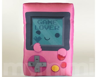 Decorative Pillow, Retro handheld game console, Pink Gamer, Vintage, Old School, 80's, Geekery, Room Decor, Dorm Decor, Toys, 9 x 6"