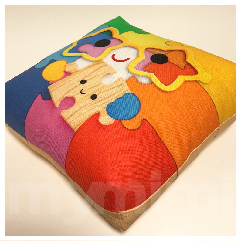 Mini Rainbow Puzzle Pillow, Room Decor, 7 x 7 image 4