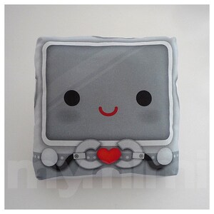 Decorative Pillow, Robot Heart, Robot Pillow, Throw Pillow, Kawaii Robot, Cushion, Kids Bedroom, Boys Room Decor, Childrens Toys, 7 x 7&quot;