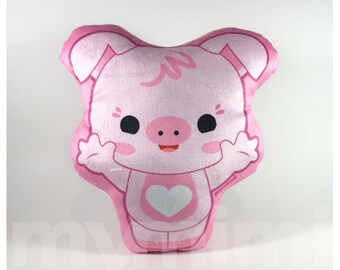 12" Minky Plush Pink Piggy Pillow: Kawaii Nursery Decor