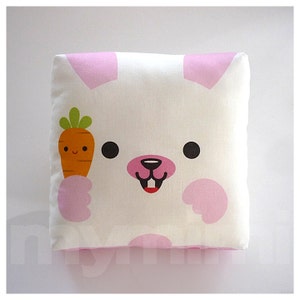 7 x 7 Animal Pillow, Bunny Pillow, Woodland Critter, Decorative Pillow, Stuffed Animal, Kids Throw Pillow, Animal Theme, Nursery Room Decor image 1