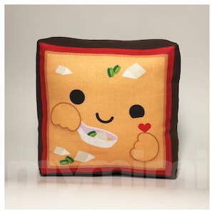 Decorative Pillow, Miso Soup, Japanese Food, Food Pillow, Kawaii Pillow, Cushion, Room Decor, Dorm, Toy Pillow, Toys 7 x 7&quot;