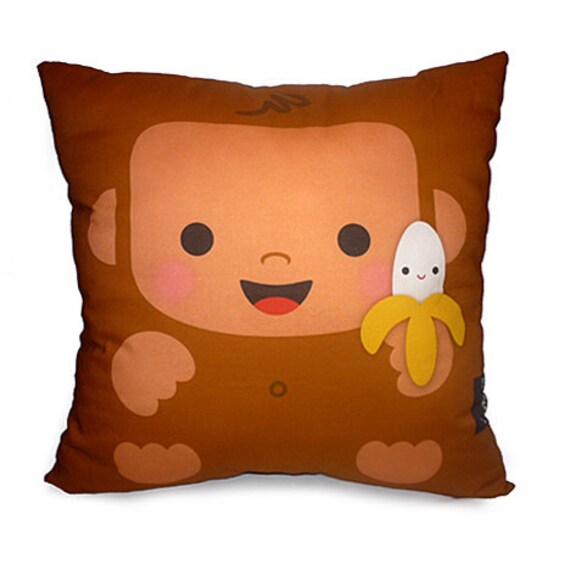 12 x 12 Pillow Monkey Pillow Decorative Pillow Kids Etsy