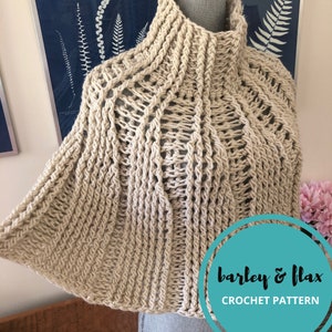 CROCHET PATTERN Poncho PDF Libby Reversible Capelet Cowl Neck Beginner's Chunky Capelet Instant Digital Download