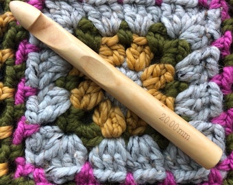 Large Wooden Crochet Hook for Chunky Bulky Crocheting Patterns Choice 20mm or 25mm Wooden Hook