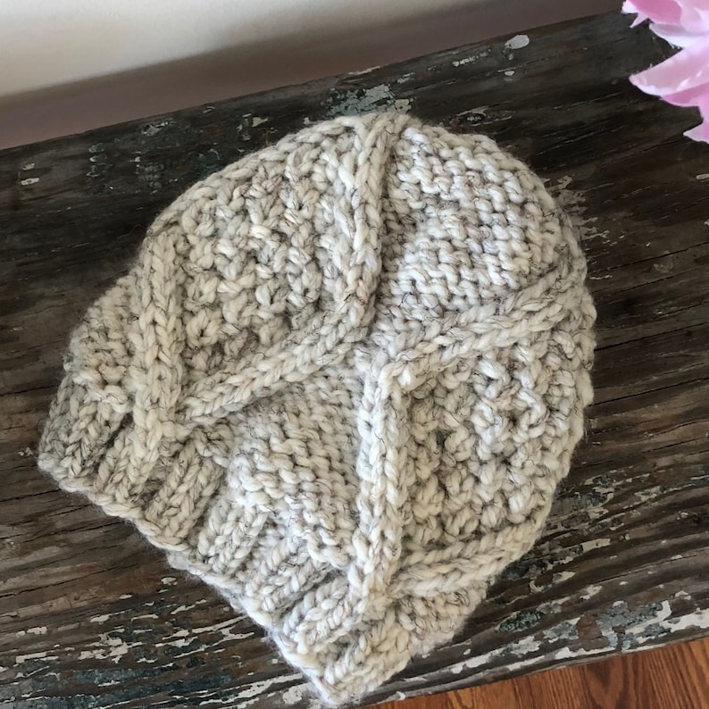 KNITTING PATTERN Chunky Aran Cable Hat PDF Knitted Beanie Instructions Diamond Cable Crush Instant Download Cabled Toque