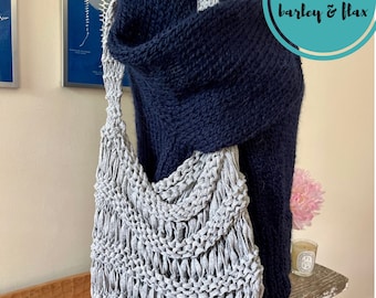 Bag Knitting Pattern Chunky Knit Market Tote Bag Pattern Beachfront Bag Instant Digital Download PDF Knitted Tote Pattern Purse Instructions