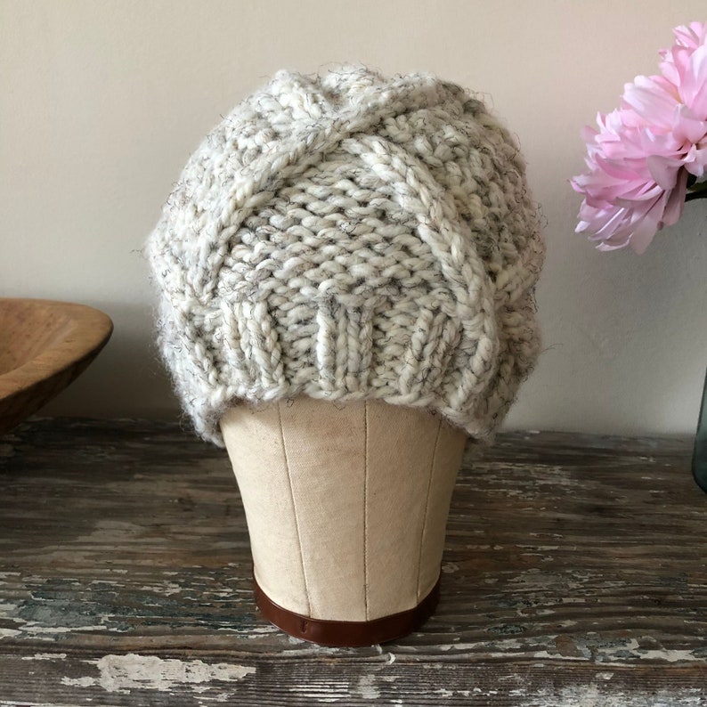 KNITTING PATTERN Chunky Aran Cable Hat PDF Knitted Beanie Instructions Diamond Cable Crush Instant Download Cabled Toque