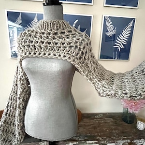 Crochet Shrug Sleeves Oversized Shrug  Cropped Pullover Bolero Mock Neck Crochet Sweater Sleeves Shrug Med-Large