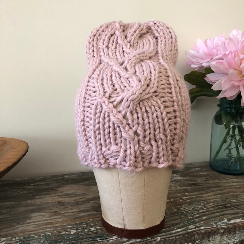 Chunky Knit Cable Hat Knitting Pattern: Chloe Slouch Beanie (PDF ...