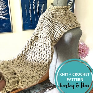 Knit and Crochet Pattern Cozy Sleeve Shrug Pattern Sleeves Knitted Shrug Bolero Pdf Instant Digital Download Instructions Nine Sizes xs-5x