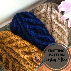 KNITTING PATTERN Twisty Trails Cable Knitted Beanie PDF Knit Hat Instructions Instant Download