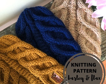 KNITTING PATTERN Twisty Trails Cable Knitted Beanie PDF Knit Hat Instructions Instant Download