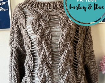 Knitting Pattern Ripley Cable Sweater Pattern Oversized Knit Sweater Cabled Pullover Pdf Instant Digital Download Instructions Pattern xs-5x