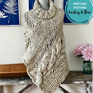 Knitting Pattern Eastwood Poncho Oversized Chunky Knit Pullover Pattern Poncho Wrap Pdf Pattern Instant Digital Download Instructions XS-5X