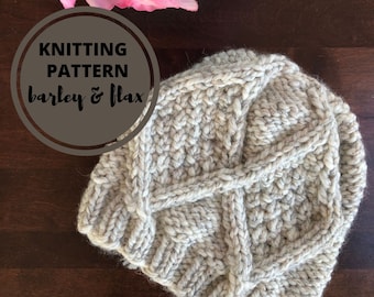 KNITTING PATTERN Chunky Aran Cable Hat PDF Knitted Beanie Instructions Diamond Cable Crush Instant Download Cabled Toque