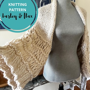 Knitting Pattern Bolero Pattern Drop Stitch Shrug Chunky Sleeve Knit Bolero PDF Pattern Shrug Sleeve Instructions Instant Digital Download