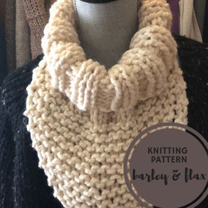 Knitting Pattern Knollwood Cowl Dickie Bulky Chunky Knit Dickey Instructions Instant PDF Digital Download for Knitted Bandanna
