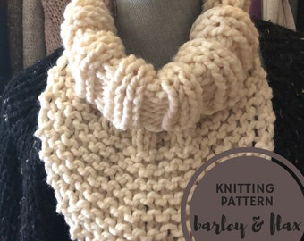 Knitting Pattern Knollwood Cowl Dickie Bulky Chunky Knit Dickey Instructions Instant PDF Digital Download for Knitted Bandanna