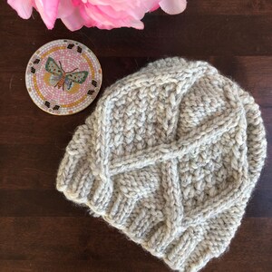 KNITTING PATTERN Chunky Aran Cable Hat PDF Knitted Beanie Instructions Diamond Cable Crush Instant Download Cabled Toque