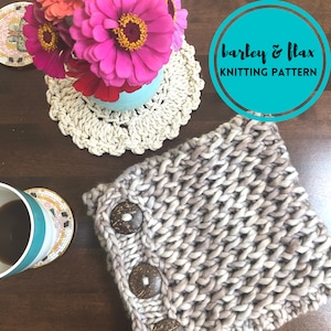 KNITTING PATTERN Harper Chunky Cowl PDF Bulky Brioche Knit Loop Scarf with Buttons Instructions Instant Download for Knitted Neckwarmer